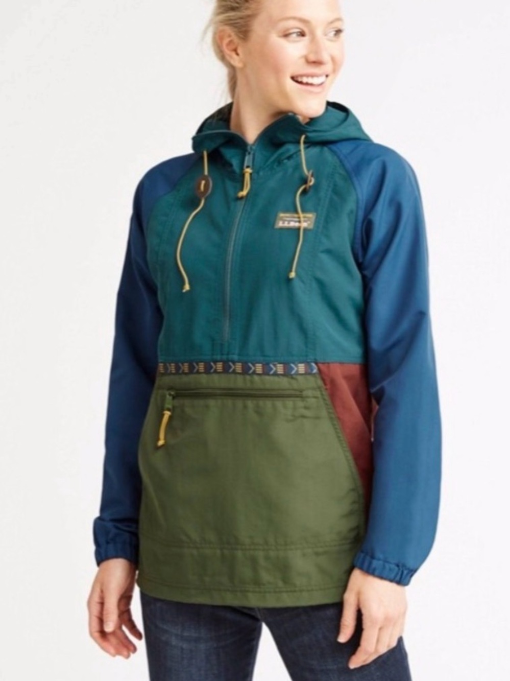 L.L.Bean Mountain Classic Anorak Windbreaker Jacket colorblock Small women’s